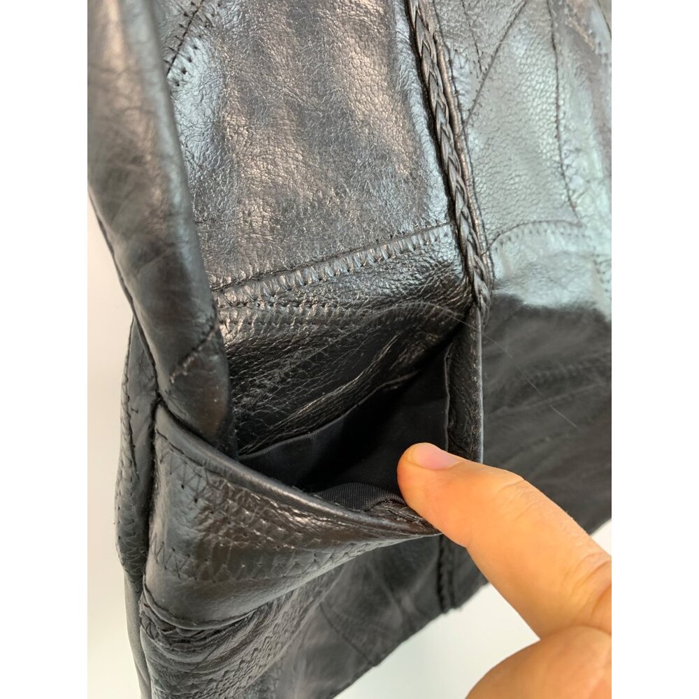 Moto Vtg Diamond Plate Buffalo Leather Vest Red R… - image 4